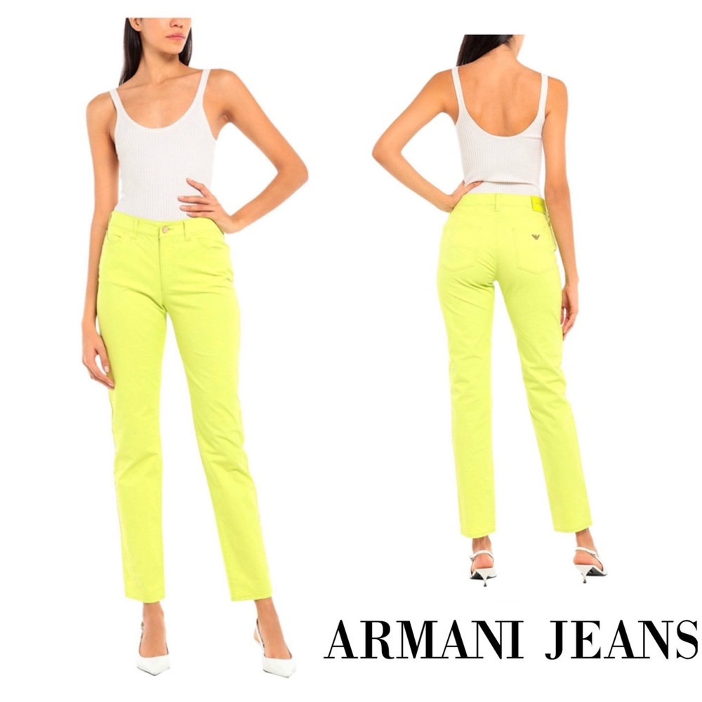 New! ARMANI Jeans J18 Dahlia Slim Jeans in Lime